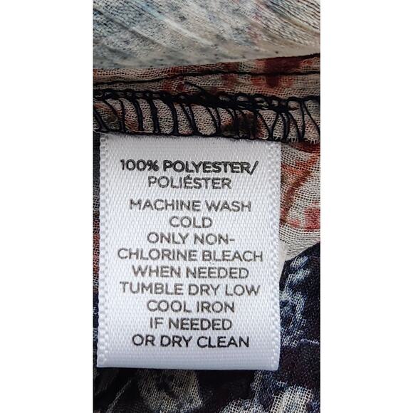 Loft Blue Pink Floral Pleated Bodice Button Up Top XS Lightweight Sheer Soft - Picture 7 of 7